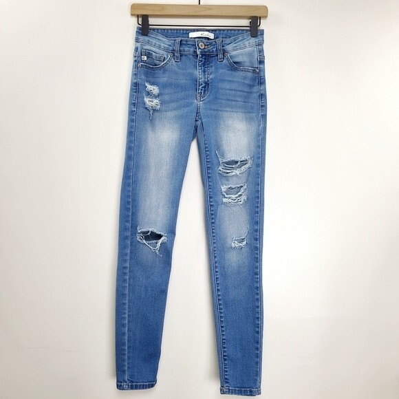 Kancan Women's Estilo Distressed Skinny Denim Blue Jeans Size 25 - Picture 2 of 7